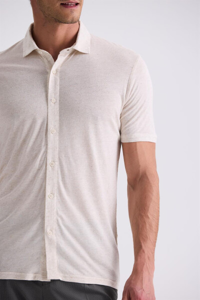 Beige Slim Fit Collared T-Shirt - 3