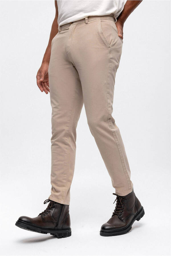 Beige Slim Fit Cotton Chino Pants - 4