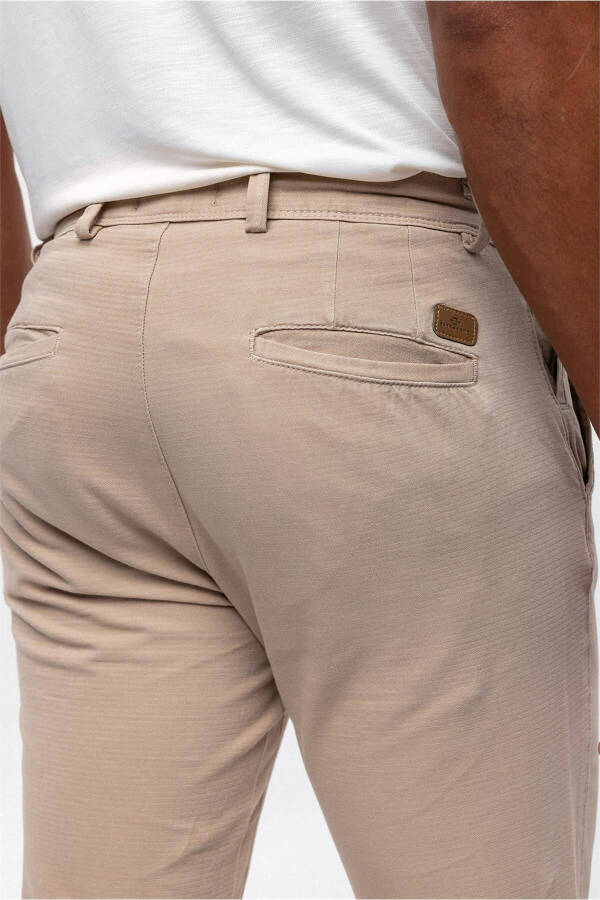 Beige Slim Fit Cotton Chino Pants - 5