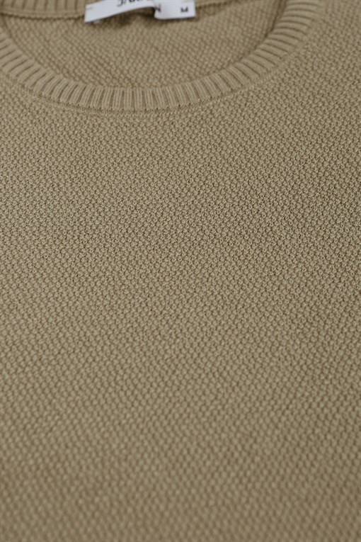 Beige Slim Fit Crew Neck Patterned Knit Sweater - 10