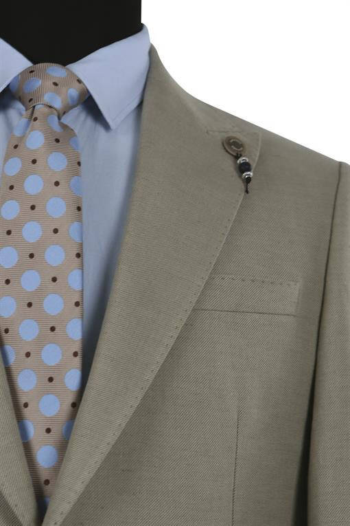 Beige Slim Fit Pointed Collar Linen Sports Jacket - 10