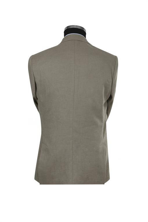 Beige Slim Fit Pointed Collar Linen Sports Jacket - 11