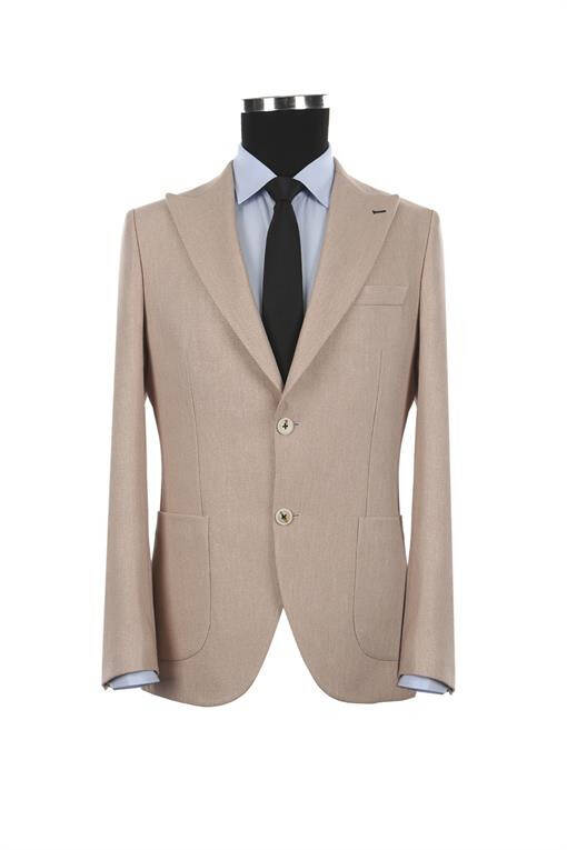 Beige Slim Fit Pointed Collar Summer Sport Jacket - 9