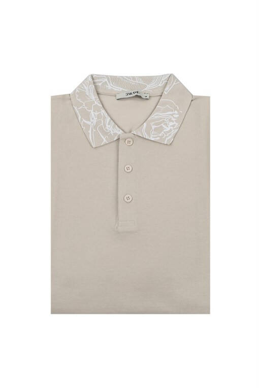 Beige Slim Fit Polo Yaka Erkek T-Shirt - 1