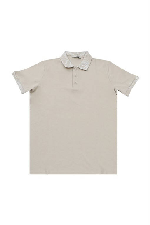 Beige Slim Fit Polo Yaka Erkek T-Shirt - 3