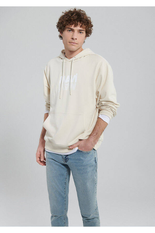 Beige sweatshirt with logo print (0611317-70072) - 1