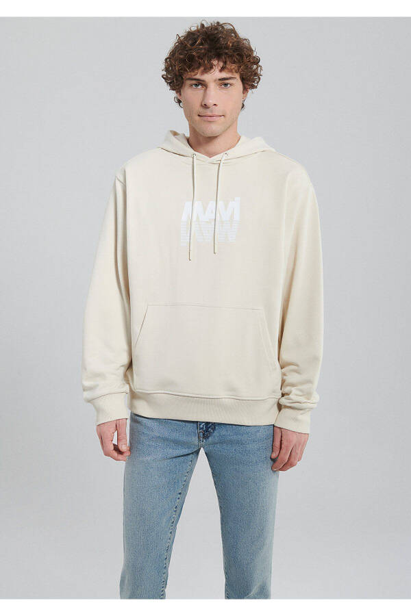 Beige sweatshirt with logo print (0611317-70072) - 4