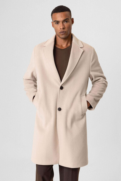 Beige textured men's coat - 1