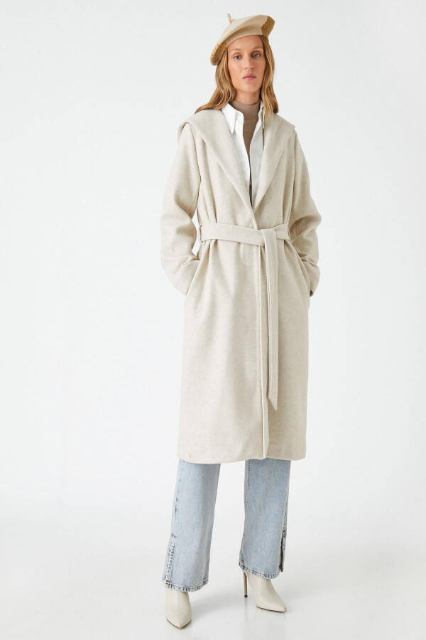 Beige women's coat 3WAK00100EW - 2