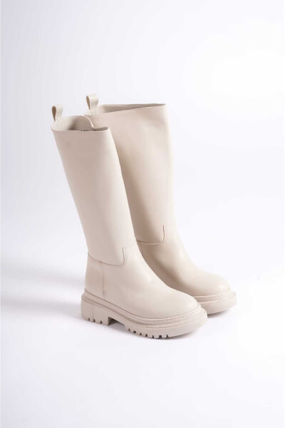 Beige zipperless women's boots - 4