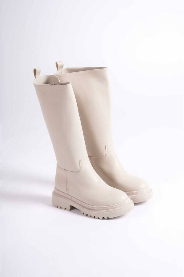 Beige zipperless women's boots - 4