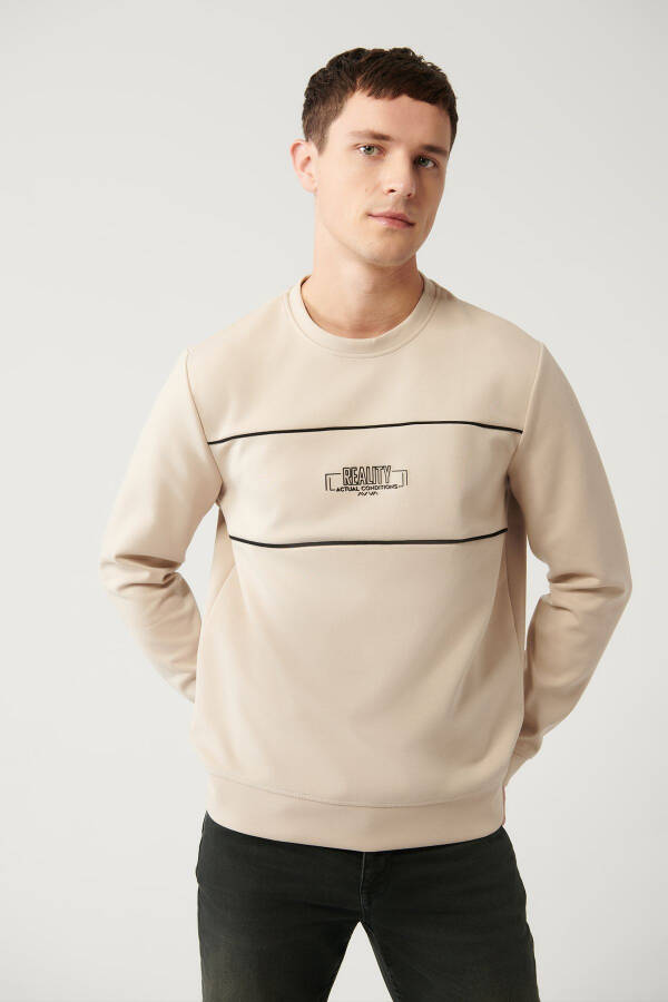 Bej Bisiklet Yaka Sweatshirt - 1