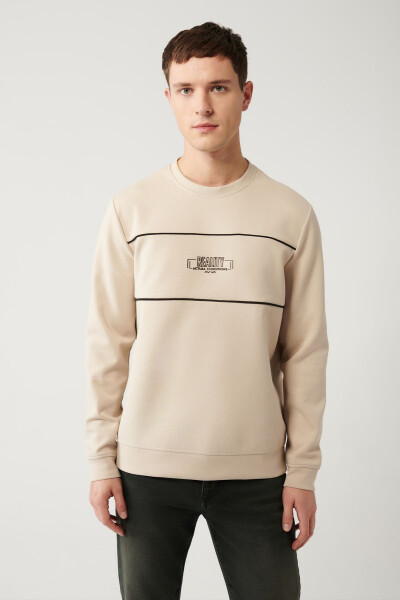 Bej Bisiklet Yaka Sweatshirt - 3