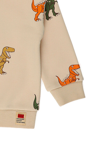 Bej Dinozorlu Erkek Bebek Sweatshirt - 3