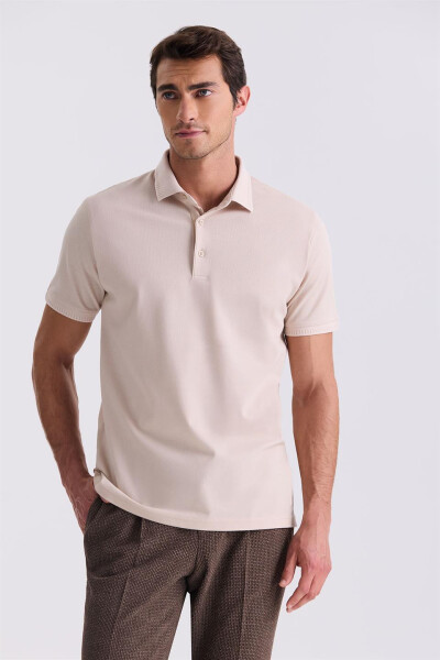 Bej Slim Fit Polo Yaka T-shirt - 1