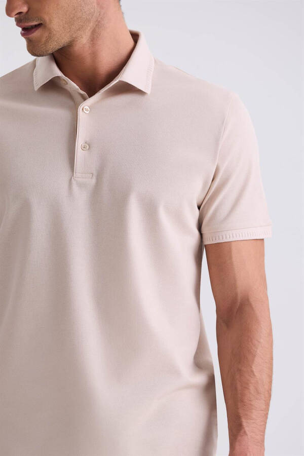 Bej Slim Fit Polo Yaka T-shirt - 3