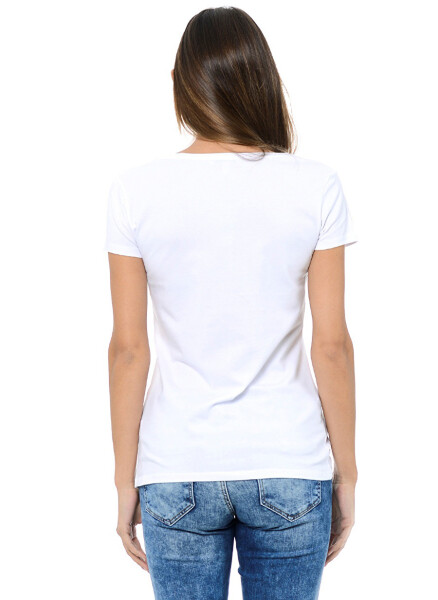 Белая женская футболка с круглым вырезом синего цвета M162767-620 BASIC T-SHIRT - 3