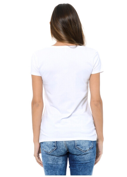 Белая женская футболка с круглым вырезом синего цвета M162767-620 BASIC T-SHIRT - 8