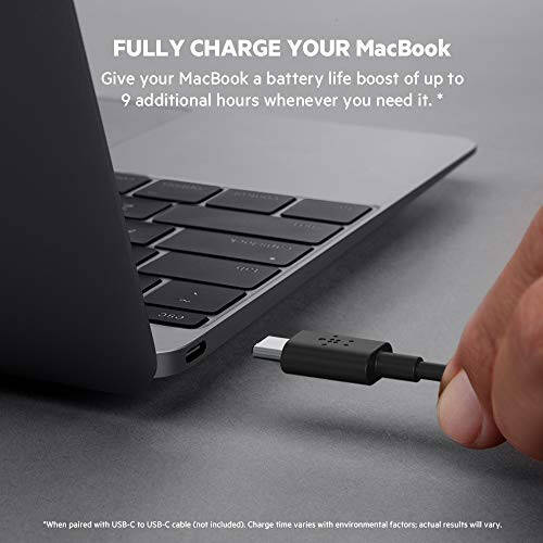 Belkin BoostCharge USB-C PD 20k mAh Power Bank, Portable iPhone Charger, Battery Charger for Apple iPhone, iPad Pro, Samsung Galaxy, & More with USB-C Cable Included - Black - 4