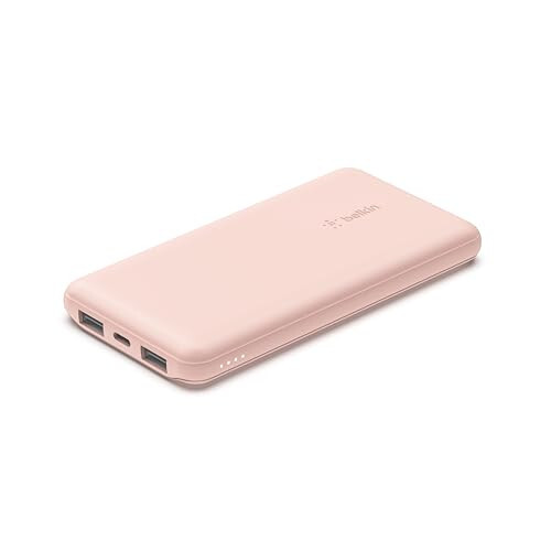 Belkin BoostCharge USB-C Taşınabilir Şarj Cihazı 10k Power Bank 1 USB-C Bağlantı Noktası ve 2 USB-A Bağlantı Noktası ile USB-A'dan USB-C Kablosu iPhone 15, 15 Plus, 15 Pro, 15 Pro Max, Samsung Galaxy S24 ve Daha Fazlası İçin - Gül Altın - 16