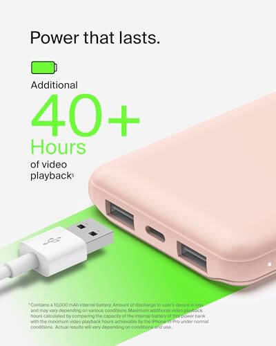 Belkin BoostCharge USB-C Taşınabilir Şarj Cihazı 10k Power Bank 1 USB-C Bağlantı Noktası ve 2 USB-A Bağlantı Noktası ile USB-A'dan USB-C Kablosu iPhone 15, 15 Plus, 15 Pro, 15 Pro Max, Samsung Galaxy S24 ve Daha Fazlası İçin - Gül Altın - 11