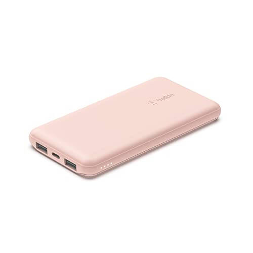 Belkin BoostCharge USB-C Taşınabilir Şarj Cihazı 10k Power Bank 1 USB-C Bağlantı Noktası ve 2 USB-A Bağlantı Noktası ile USB-A'dan USB-C Kablosu iPhone 15, 15 Plus, 15 Pro, 15 Pro Max, Samsung Galaxy S24 ve Daha Fazlası İçin - Gül Altın - 1