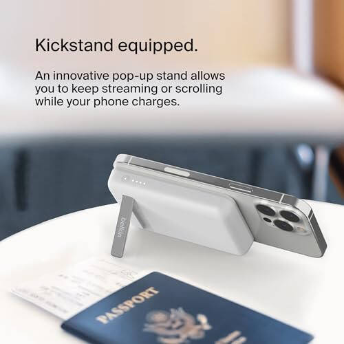 Belkin BoostCharge Wireless Power Bank 5K w/MagSafe Compatible 7.5W Charging, Built-in Pop-up Kickstand - Compatible w/iPhone 15, 15 Plus, 15 Pro, 15 Pro Max, iPhone 14, AirPods, and More - White - 10