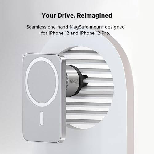 Belkin MagSafe Vent Mount Pro - Магнитный держатель для телефона MagSafe для автомобиля, совместимый с iPhone 15, iPhone 15 Pro, iPhone 15 Pro Max, iPhone 14 Series, iPhone 13 Series и Mini - Серый - 4