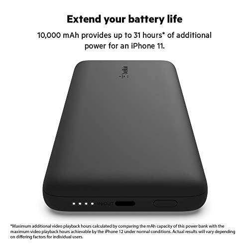 Belkin Power Bank, BoostCharge Plus 10.000 mAh Taşınabilir Şarj Cihazı Entegre Lightning Kablosu ve USB-C Kablosuyla - iPhone Şarj Cihazı - iPhone 15 Pro Max, iPhone 15, iPhone 14, iPhone 13 İçin Pil Paketi - Siyah - 9