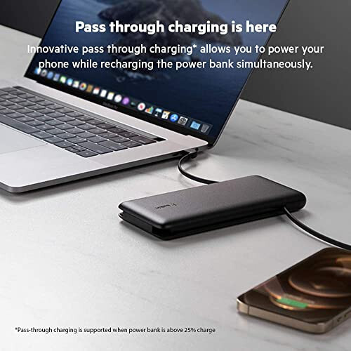 Belkin Power Bank, BoostCharge Plus 10.000 mAh Taşınabilir Şarj Cihazı Entegre Lightning Kablosu ve USB-C Kablosuyla - iPhone Şarj Cihazı - iPhone 15 Pro Max, iPhone 15, iPhone 14, iPhone 13 İçin Pil Paketi - Siyah - 10