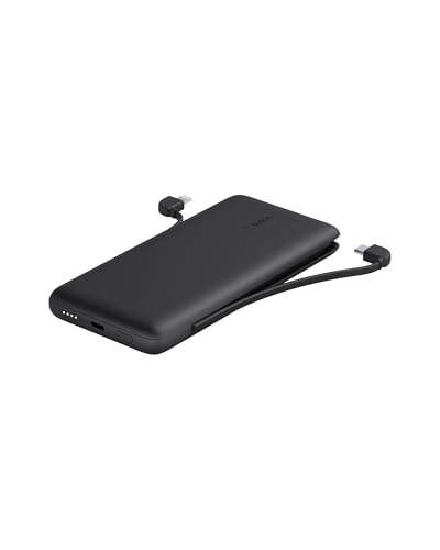 Belkin Power Bank, BoostCharge Plus 10.000 mAh Taşınabilir Şarj Cihazı Entegre Lightning Kablosu ve USB-C Kablosuyla - iPhone Şarj Cihazı - iPhone 15 Pro Max, iPhone 15, iPhone 14, iPhone 13 İçin Pil Paketi - Siyah - 1