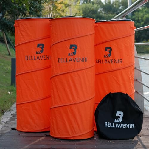 BELLAVENIR Outdoor Pop-up Defenders Football Basketball Soccer 3-Pack Dummies Portable Training Equipment, Orange - 2