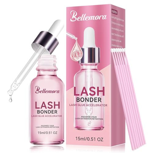 Bellemora Lash Bonder for Eyelash Extensions, Lash Glue Super Bonder with 30Pcs Cotton Swab, Lash Retention Accelerator, Lock in Glue Fume, Waterproof Oil-Proof Bonder for Lash Extensions 15ml - 1