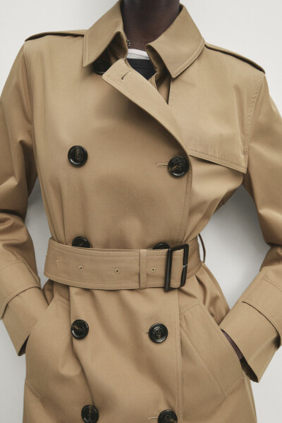 Belted 100% cotton trench coat. - 3