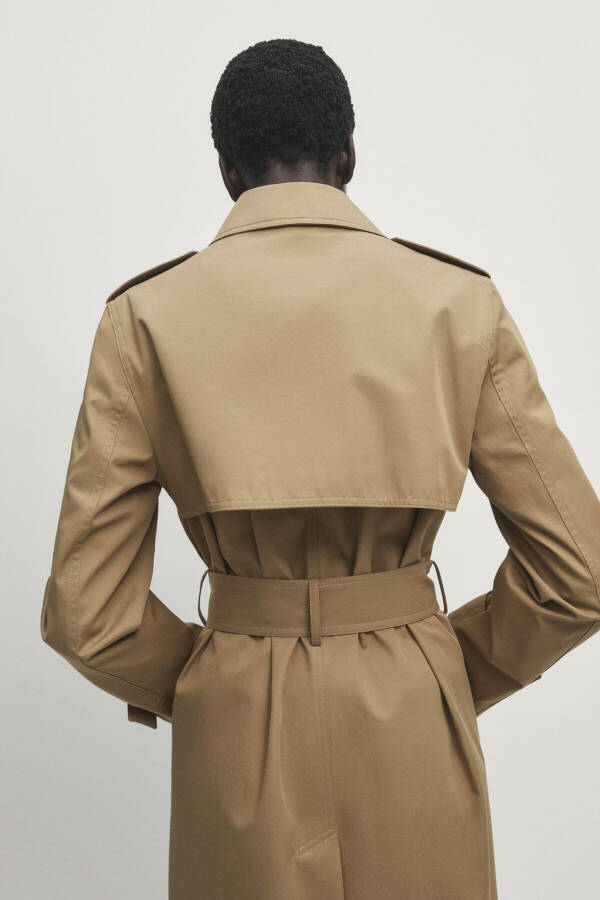 Belted 100% cotton trench coat. - 4