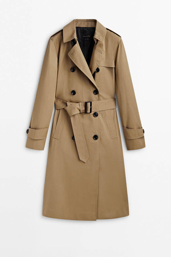 Belted 100% cotton trench coat. - 7