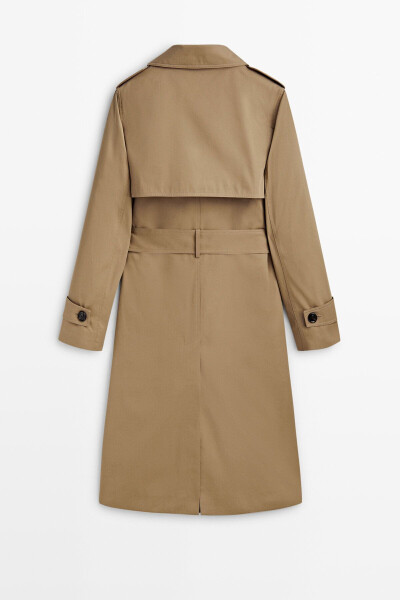 Belted 100% cotton trench coat. - 8