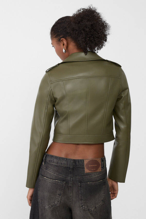 Belted Faux Leather Biker Jacket - 3