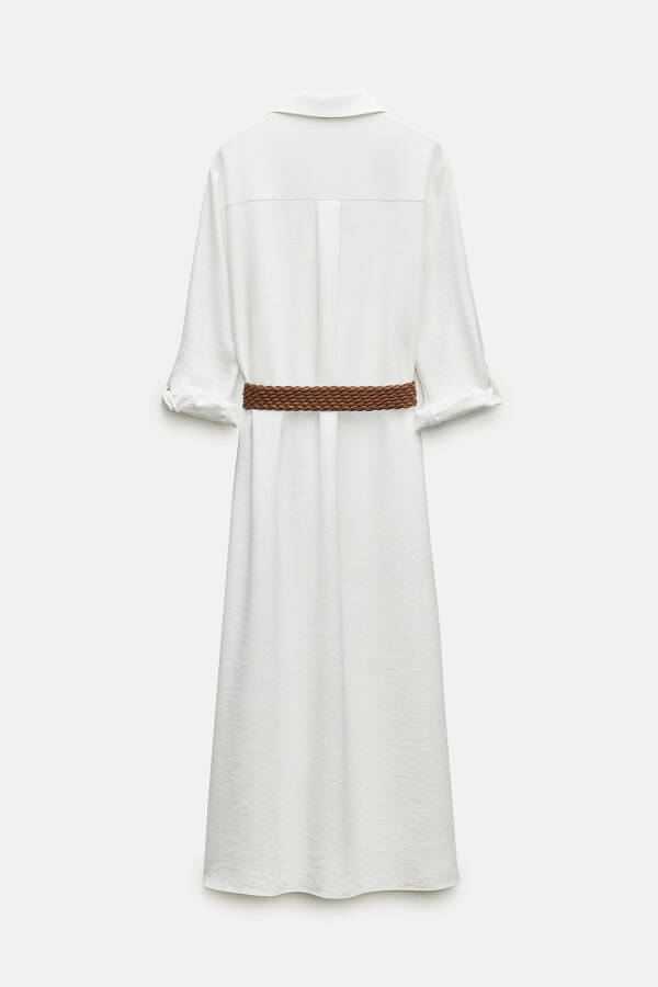 Belted Shirt Dress Off-White - 4