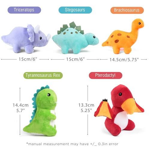 BenBen Dinosaur Stuffed Animals, 5 Small Dinosaur Plush Dolls and Egg Bag Toys Set, Dino Plushies, Cute Stuff for Kids Girls Boys, Baby Shower, Easter Basket Stuffers - 4