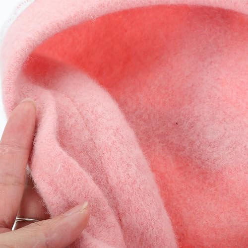 BEOSOFLOY Strawberry Bowknot Hat Womens Strawberry Hat Wool Strawberry Pink Beret Hat Bowknot Beret with Pearls French Style Strawberry Milk Hat Pink Berets for Women - 5