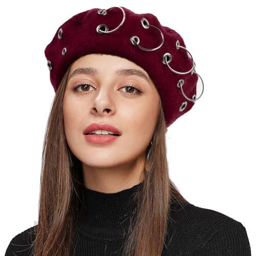 Beret Hats for Woman Women's British Style Beret Hat for Four Seasons Personality Style Punk Beret Hats for Ladies - 6