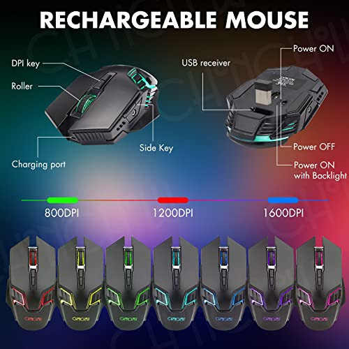 Беспроводной игровой набор клавиатура и мышь CHONCHOW, перезаряжаемая клавиатура с подсветкой LED 87 клавиш, эргономичная беспроводная игровая мышь, беспроводная игровая мышь и клавиатура с подсветкой для Xbox PS4 PS4 PC ноутбука - 6