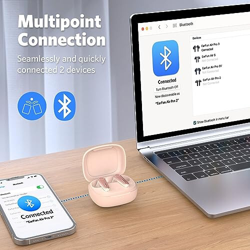 Беспроводные наушники EarFun Air Pro 3 с шумоподавлением, Qualcomm® aptX™ Adaptive Sound, 6 микрофонов CVC 8.0 ENC, Bluetooth 5.3, многоточечное подключение, 45 часов воспроизведения, настройка эквалайзера в приложении, розовый - 5