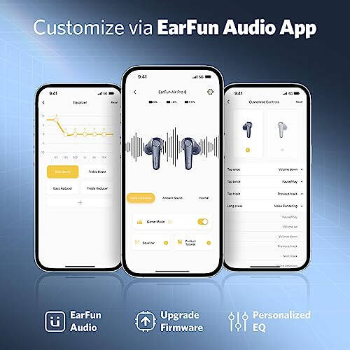 Беспроводные наушники с шумоподавлением EarFun Air Pro 3, Qualcomm® aptX™ Adaptive Sound, 6 микрофонов CVC 8.0 ENC, Bluetooth 5.3, многоточечное подключение, 45 часов воспроизведения, настройка эквалайзера в приложении, синий - 7