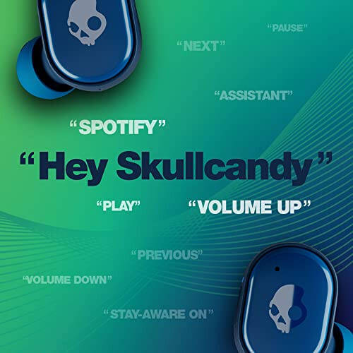 Беспроводные внутриканальные наушники Skullcandy Grind, 40 часов автономной работы, Skull-iQ, с поддержкой Alexa, микрофон, совместимы с iPhone, Android и Bluetooth-устройствами - темно-синий/зеленый - 4