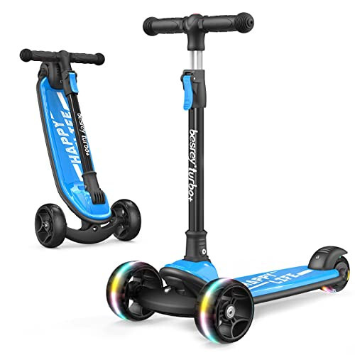 Besrey Çocuklar İçin Kick Scooter, 3-10 Yaş, 3 Tekerlekli Scooter, Yükseklik Ayarlı, Katlanabilir Çocuk Scooter, LED Işıklı Tekerlekler, Arka Fren, Geniş Platform, Dış Mekan Aktiviteleri İçin Erkek/Kız - 1