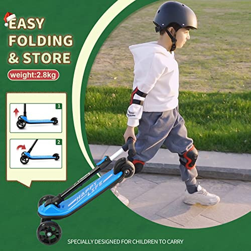 Besrey Çocuklar İçin Kick Scooter, 3-10 Yaş, 3 Tekerlekli Scooter, Yükseklik Ayarlı, Katlanabilir Çocuk Scooter, LED Işıklı Tekerlekler, Arka Fren, Geniş Platform, Dış Mekan Aktiviteleri İçin Erkek/Kız - 5