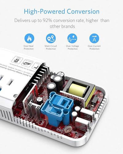 BESTEK 2000W Travel Voltage Converter Universal Travel Adapter 220V to 110V Converter with 2 USB Ports for Hair Dryer/Curling Iron/Phone, for Europe Countries (White) - 6