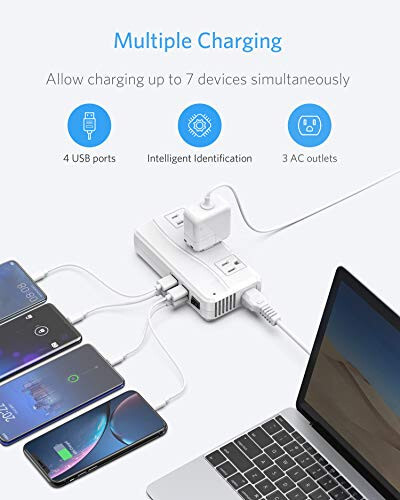 BESTEK International Power Adapter 250W, 220V to 110V Step Down Travel Voltage Converter with 4-Port USB Including US/AU/EU/UK//India/South Africa Plug Adapter (White) - 4